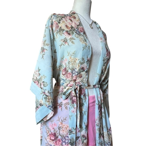 Y2K Vintage Victoria’s Secret Blue Coquette Floral Mesh Robe Size Small - Picture 10 of 12